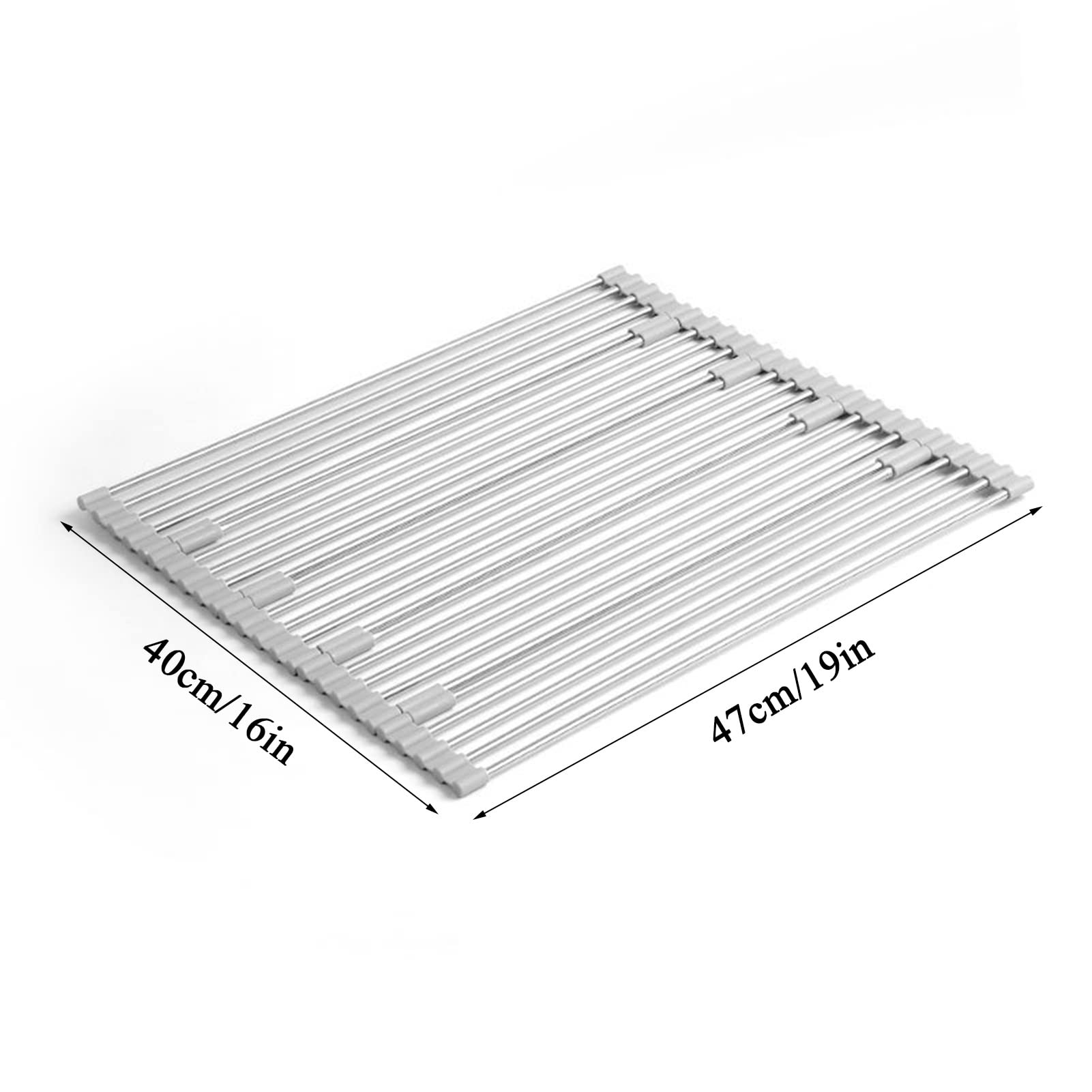 scolapiatti a griglia, Scolapiatti for lavello, scolapiatti pieghevole in acciaio inossidabile 19-20x16 pollici(19 * 16inch)