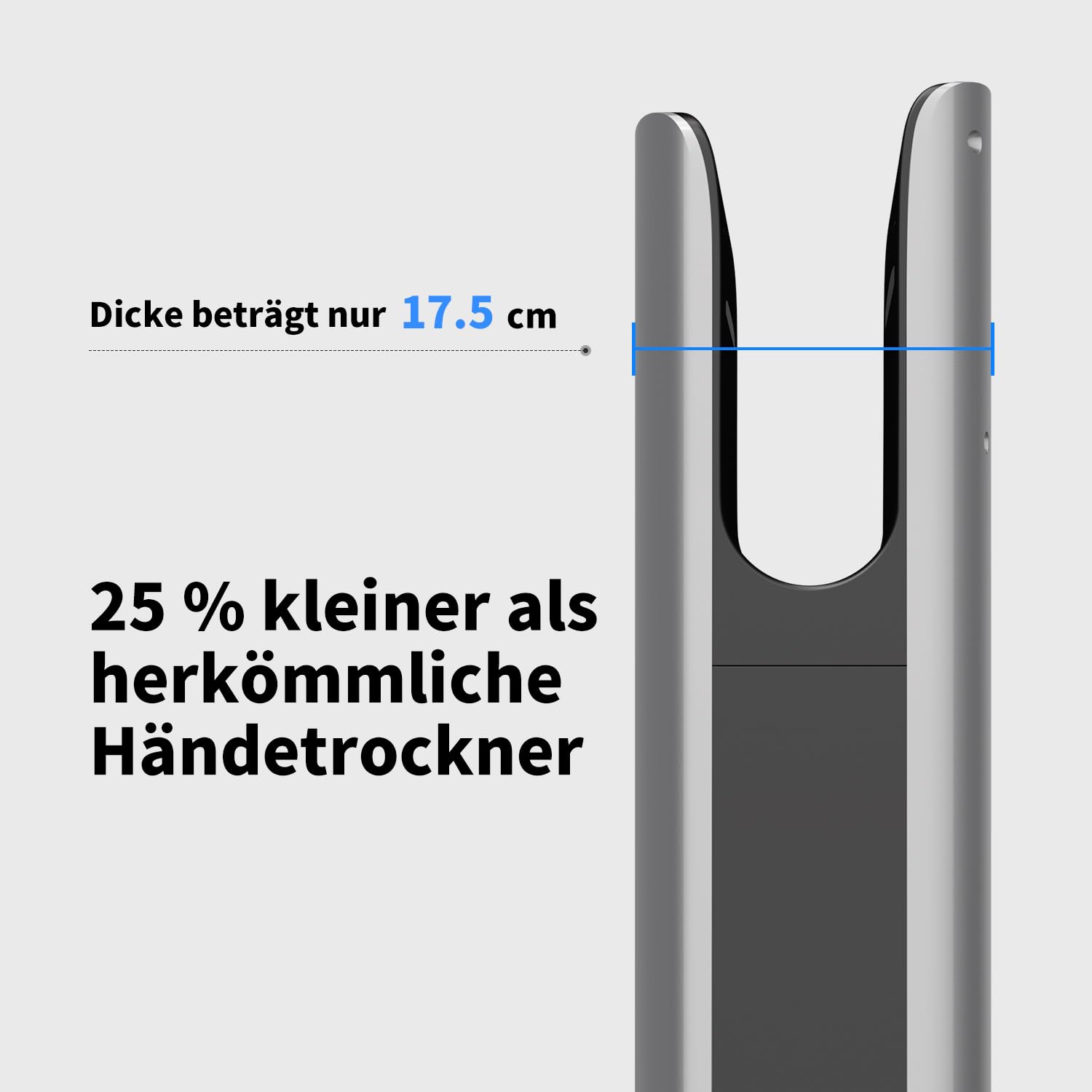 AIKE Swan Slim Händetrockner mit HEPA-Filter, Elegantes Kurven-Design und Minimalistische Ästhetik für Moderne Badezimmer, 220V Modell AK2065 (Platin Silber)