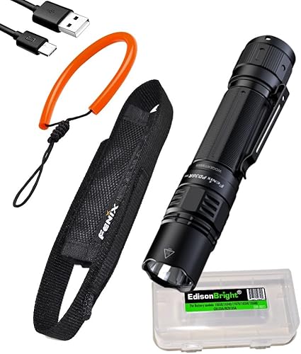 Fenix PD36R Pro - Linterna táctica LED recargable de 2800 lúmenes, cordón all-01 con cable de carga EdisonBright estuche de transporte