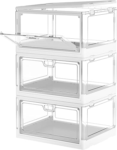 Miniatura 1 de Contenedores de almacenamiento transparentes con tapas de 24 cuartos de galón, 3 paquetes apilables, organizadores de acrílico, contenedores de