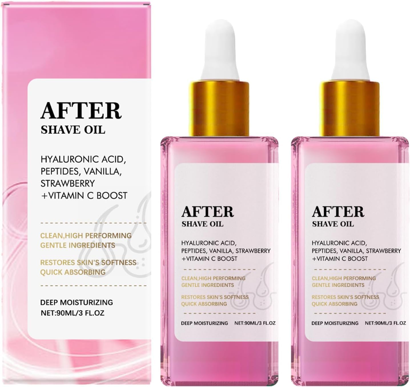Strawberry Vanilla After Shave Oil for Smooth Skin, After Shave Oil – Strawberry & Vanilla Scent Truly, Prevent Ingrown Hairs & Dryness, Soothe Razor Burn (2 PCS)