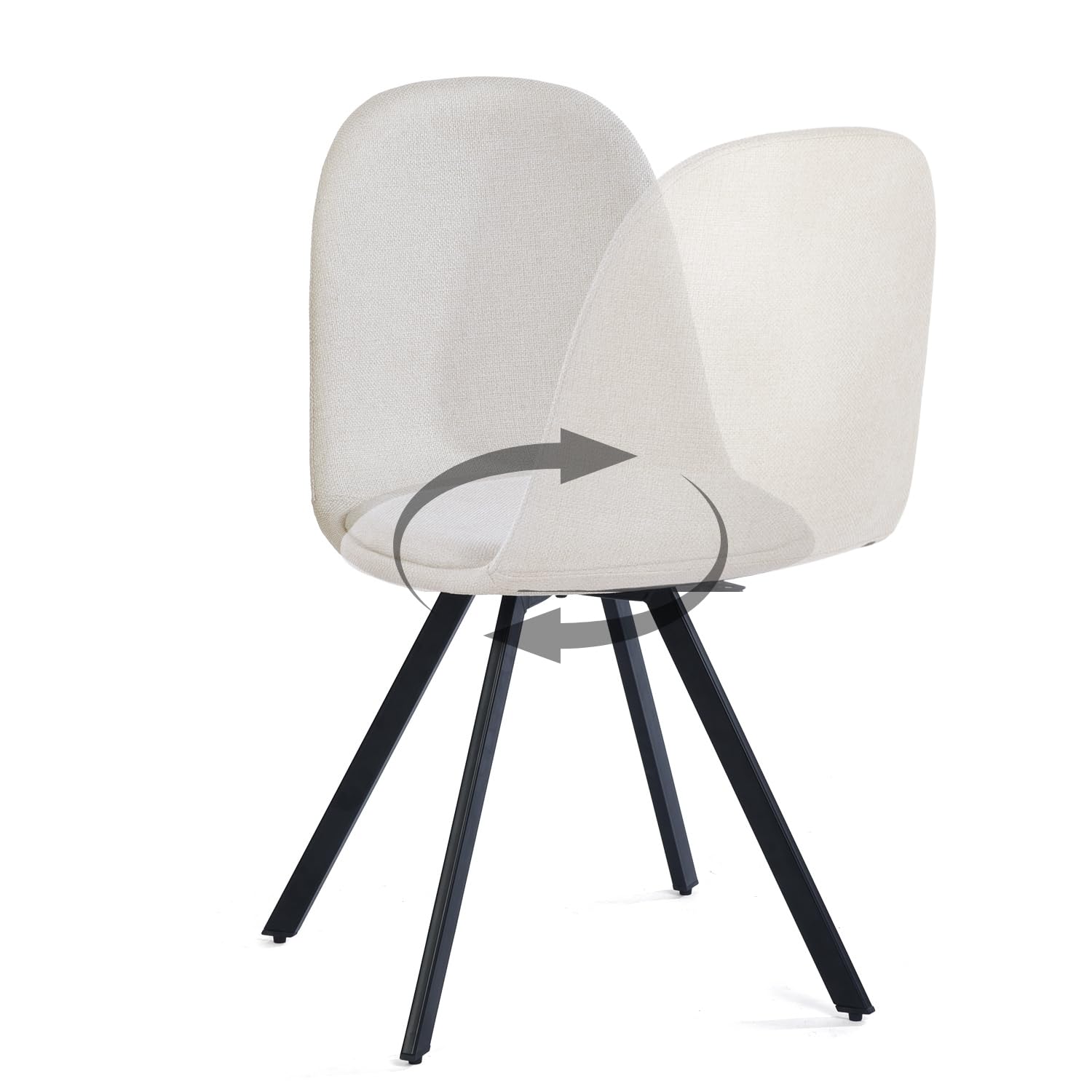 FurnitureR Ensemble de salle à manger rond de 120 cm avec 4 chaises pivotantes et espace de rangement