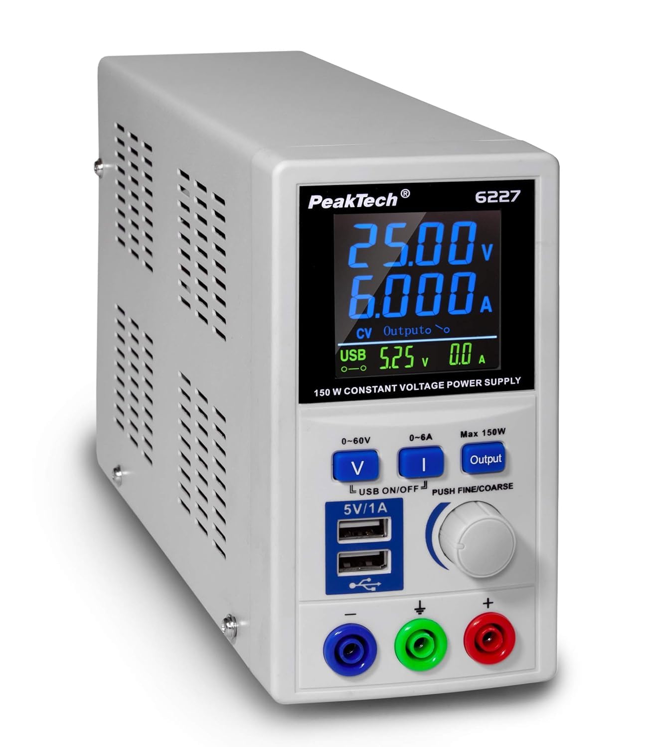 PeakTech P 6227 – DC Labor Netzteil 0-60 V / 0-6 A mit farbiger LCD Anzeige & Peak Tech P 8200 – Messzubehör Set für Digital Multimeter, Prüfkabel Set, batteriebetrieben - 14-teilig inkl. Tasche
