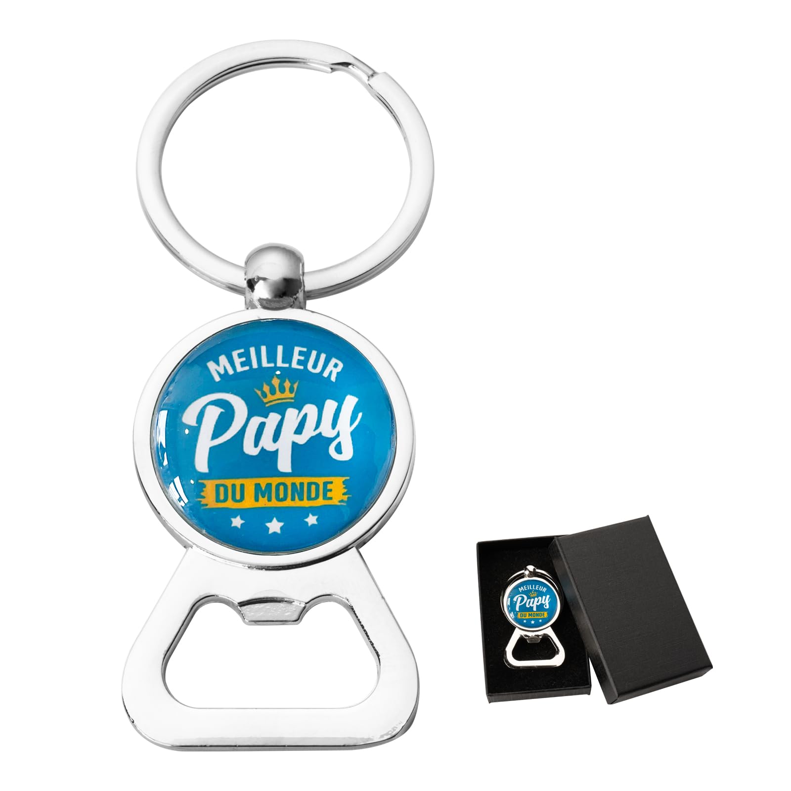 Porte-Clés Décapsuleur "Meilleur Papy Du Monde" Avec Carte - Cadeau Pour Grand-Père - Anniversaire, Noël, Fête Des Pères