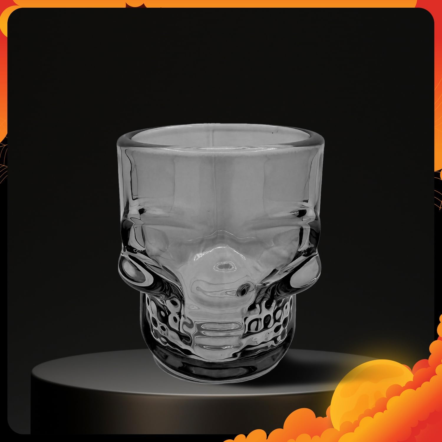DURA LIVING Set of 6 Skull Shot Glasses - 1.75oz Clear Glass Novelty Drinkware, Gothic Skull-Shaped Barware for Halloween Parties, Whiskey, Tequila, Gifts & Spooky Home Décor