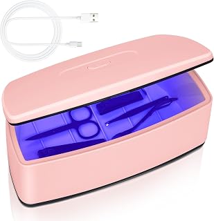Nail Tools Sterilizer, Double Tube Blue Light Sterilization Function, USB Plug-In, 1l Large Capacity For Nail And Beauty Salon Tools, Jewellery, Glasses, Mobile Phone Sterilization (Pink)
