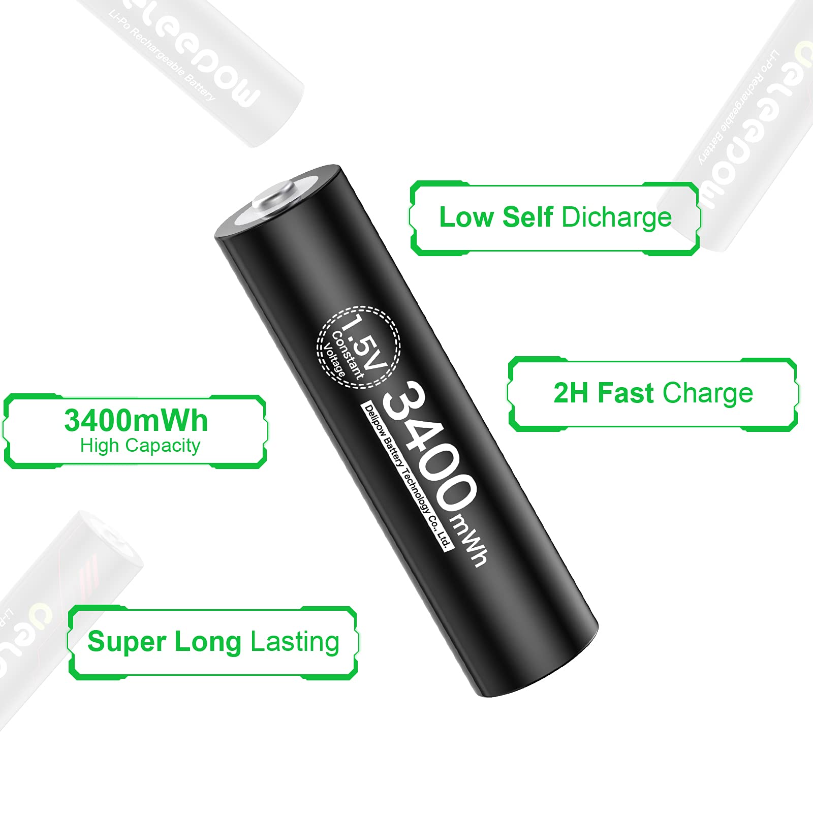 Buy Deleepow AA Rechargeable Batteries 1.5V 4 Pack 3400mWh Lithium AA