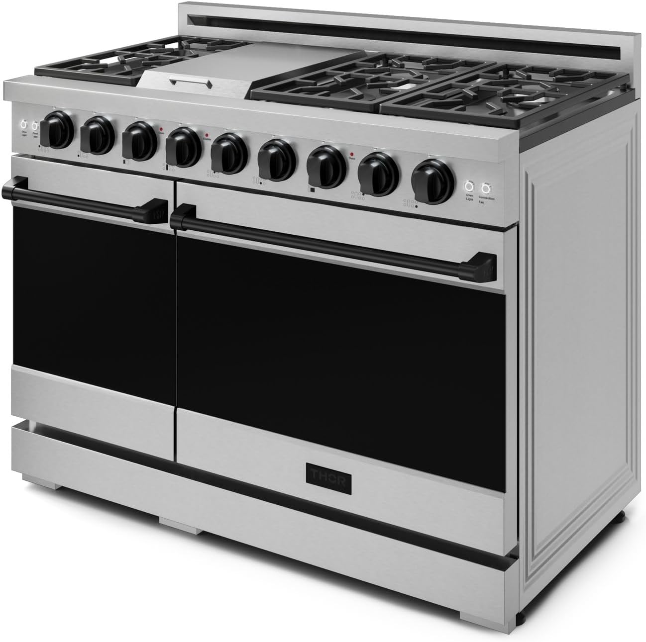 Gordon Ramsay by THOR Kitchen 48 Inch Professional Gas Range with Double Oven in Stainless Steel/Black