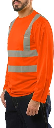Miniatura 9 de Kolossus Camisas de trabajo para hombre - Manga larga de alta visibilidad - Ropa de construcción - Reflectante - Bolsillos delanteros - ANSI Clase 2
