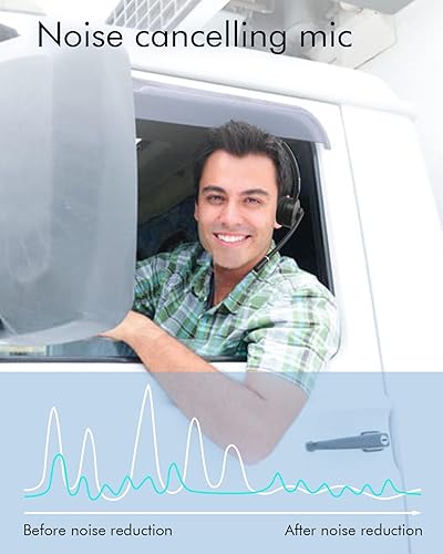 Miniatura 3 de HUAKUA Auriculares Bluetooth con micrófono, auriculares de camionero de una sola oreja con cancelación de ruido, auriculares inalámbricos con