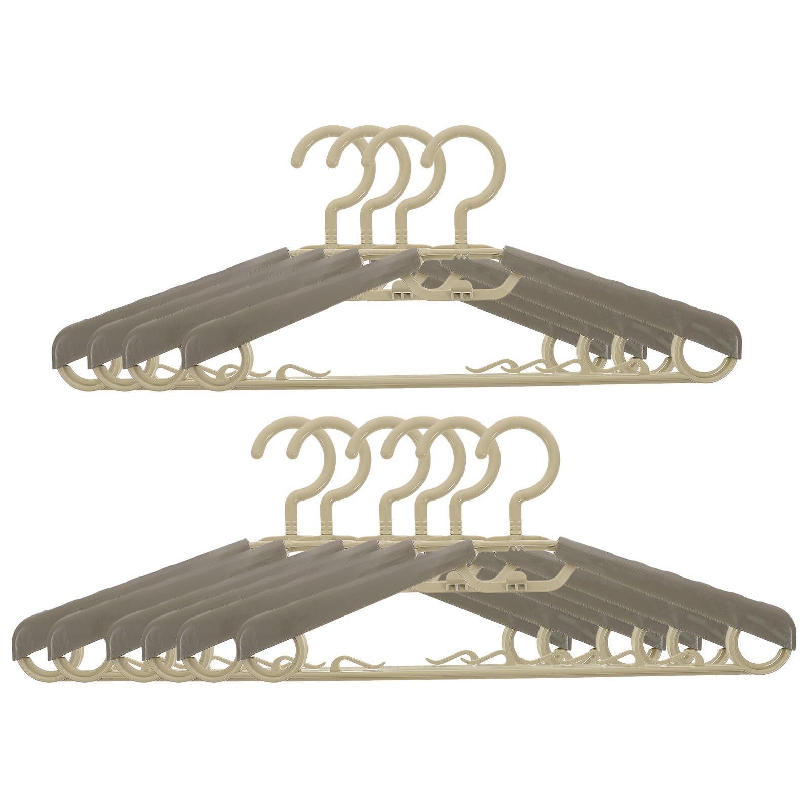 Set 10 Appendini Regolabili in Abs per Cappotti e Pantaloni Larghezza Estendibile 16-23 Pollici Design Ergonomico Salvaspazio Struttura Robusta Colore Caffè