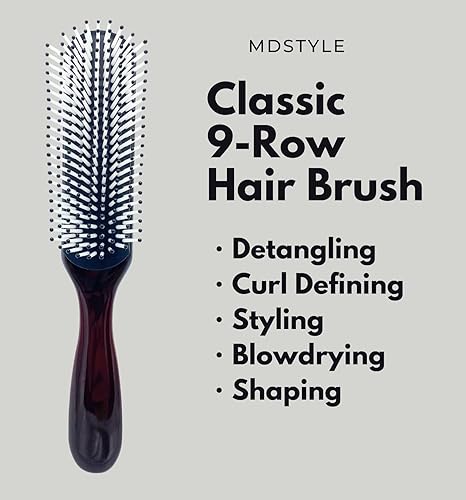 Miniatura 2 de MDSTYLE Cepillo para cabello rizado, grueso, ondulado y enrollado, definición de rizos, desenredante, peinado, secado por soplado, moldeador,