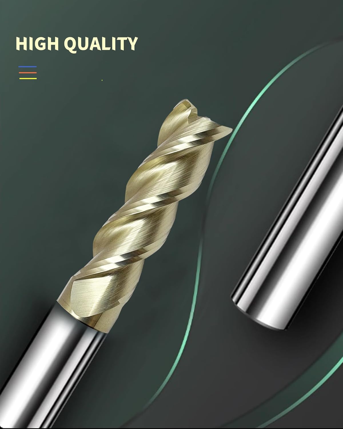 2pcs Solid Carbide Square End Mill for Aluminum 1/2inch 3 Flutes Flat End Mill– Mill Bits Sets for Copper, Plastic,Wood (1/2 in)