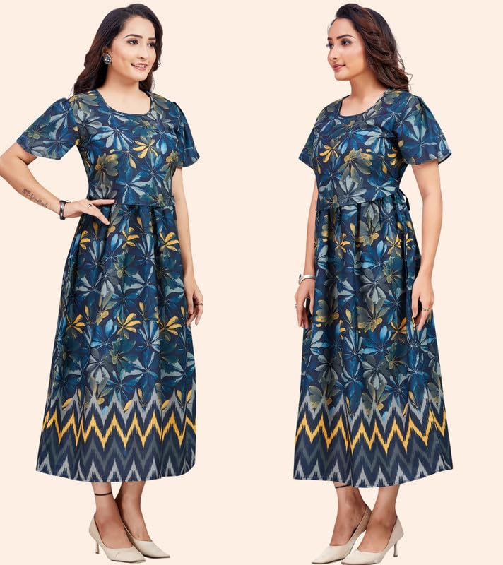 Image of RITIJYA Zipless Feeding Kurtis & Dresses for Women | Zipless Maternity Wear Gown Pregnancy Dress for Nursing Mothers | Viscose Rayon | Stylish & Comfortable | S to 4XL | Washable & Durable