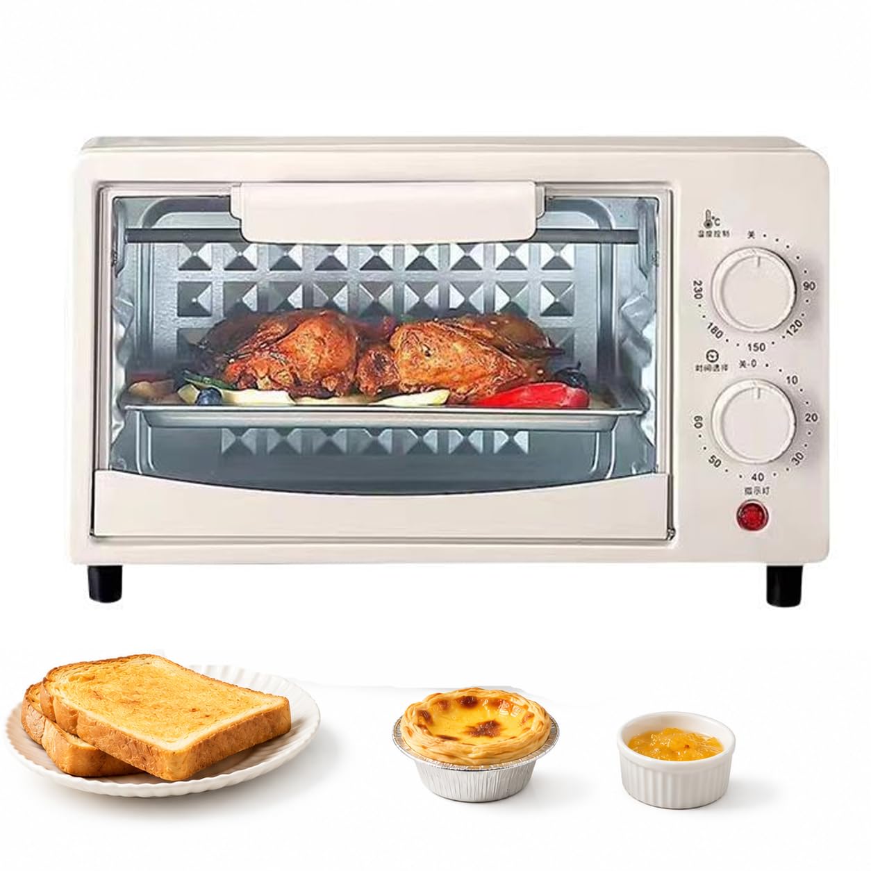 Horno eléctrico encimera, 12 L, 600 W, temporizador 60 minutos