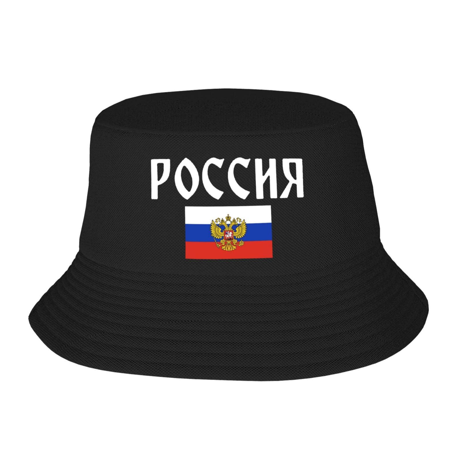 ByobluRussia-Flag-Russian-Emblem-Pride- Bucket Hat Reflective Foldable Beach Sun Hats Fisherman Hats for Women Men