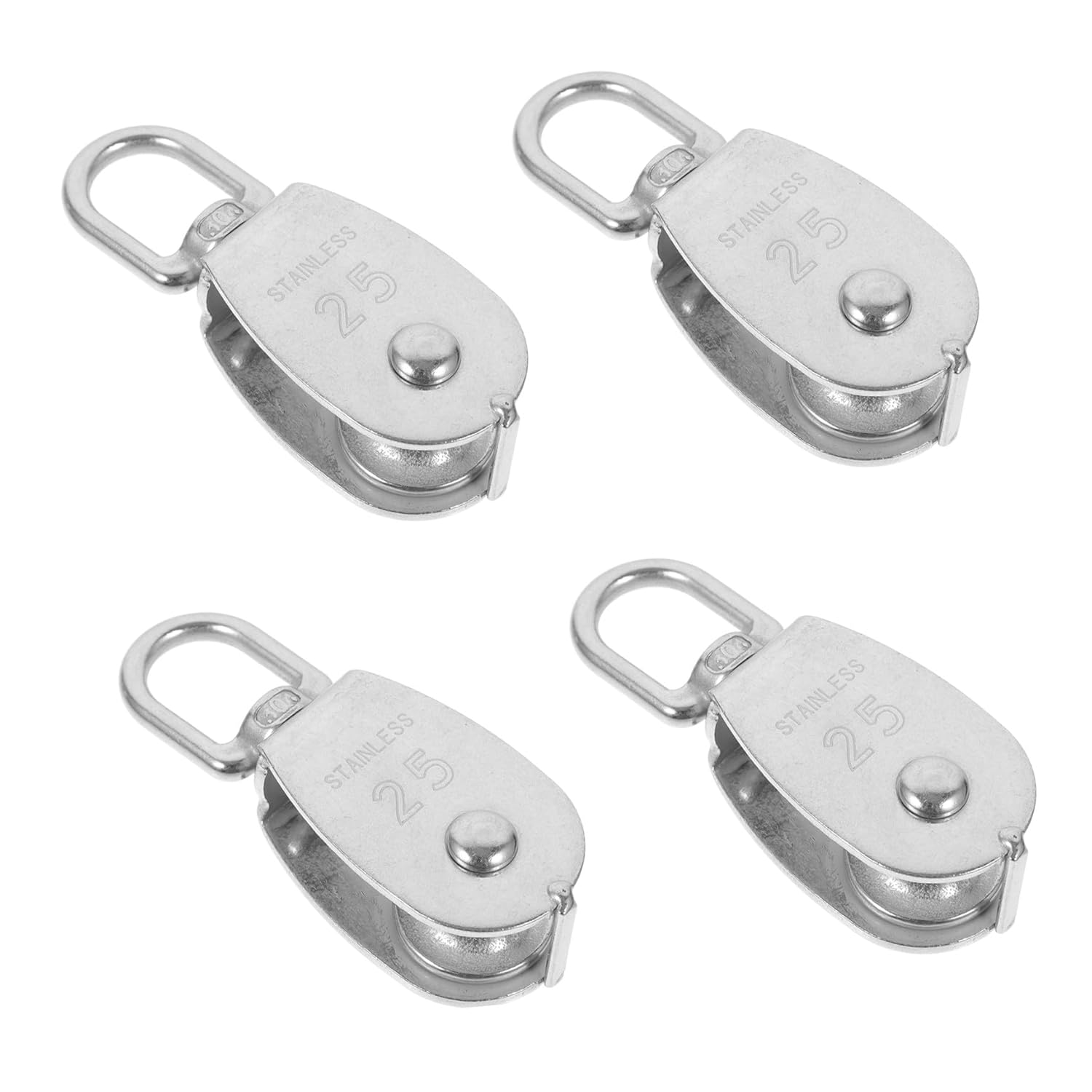 Garneck 4Pcs Stainless Steel Single Pulley Heavy Duty U Shaped Pulley for Lifting Hoisting and Rigging Applications Mechanical Pulley with Smooth Operation