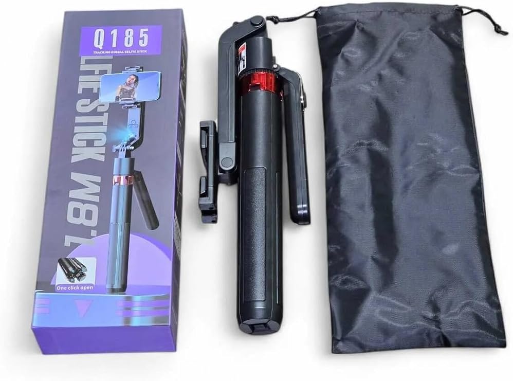 Q185 Led Işıklı Akıllı Yüz Takip Özellikli Kameralı Kumandalı Canlı Yayın Selfi Çubuğu Gimbal Tripod 1.8m