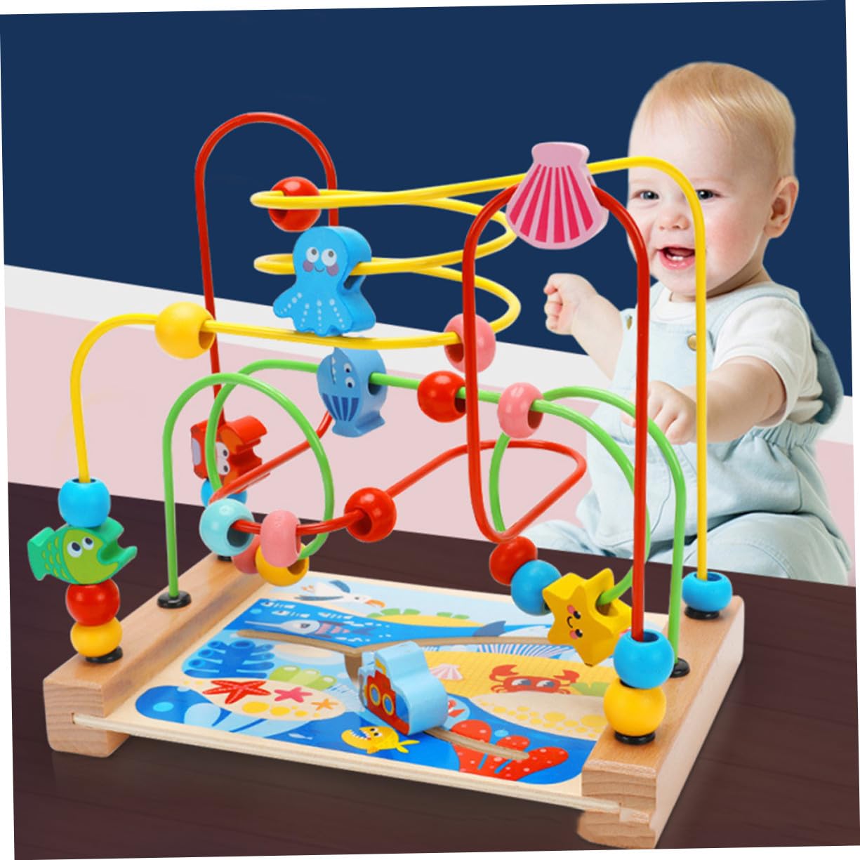 BESPORTBLE Giocattolo Cognitivo Bambini Labirinto Perline 1 Pz Legno