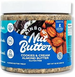 Cookies and Cream Almond Butter, Spread, Treat, Snack, Dessert, Gluten Free High Protein Flavored Nut Butter, (16 oz Jar).