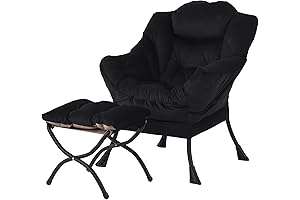 Black Comfy Chair: Welnow Black Lazy Chair with Ottoman