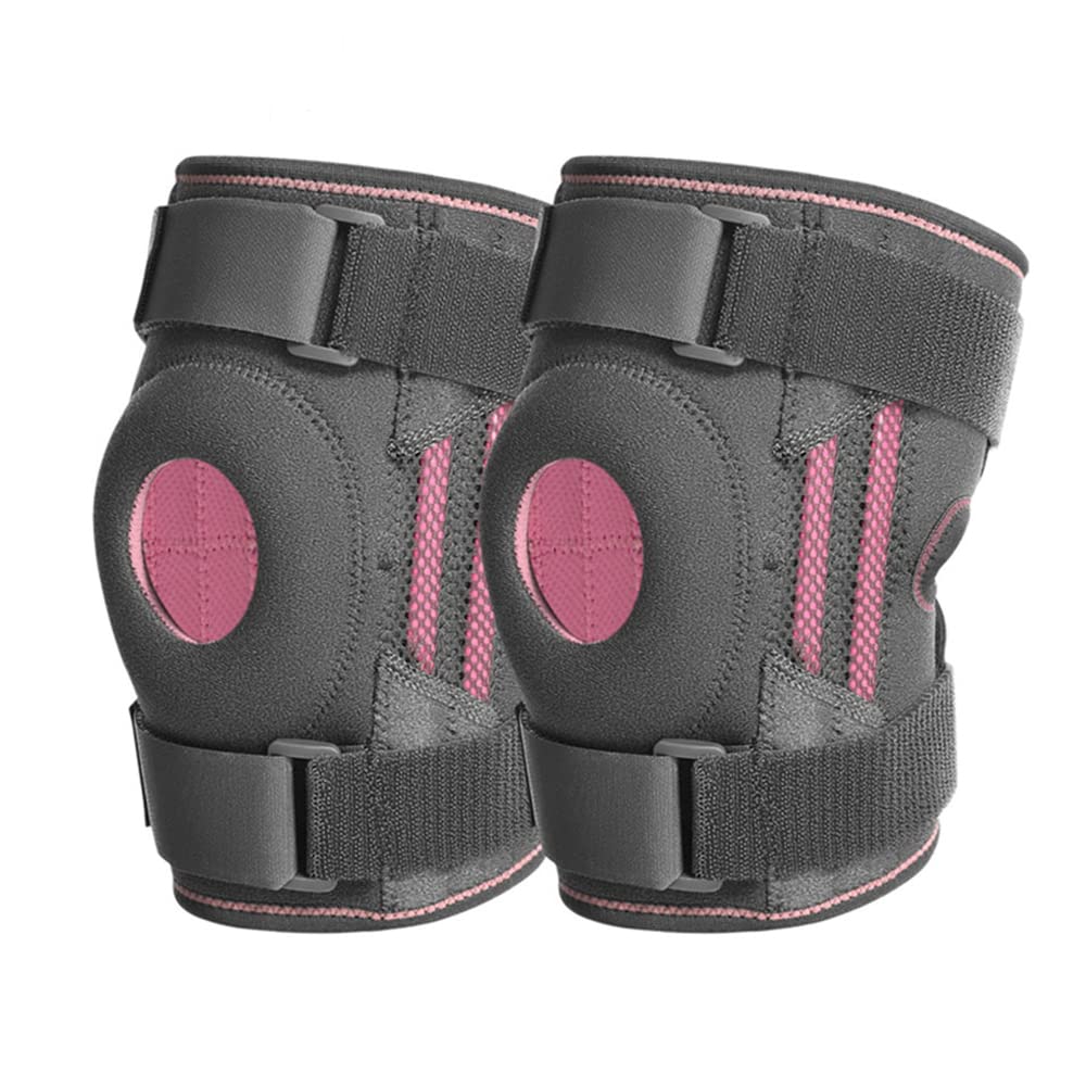 Muelas De Rodilla con Correas Spring De Silicona Protector para Baloncesto Que Corre El Voleibol Artritis Almohadillas De Las Rodillas Soporte,2pcs Pink,L