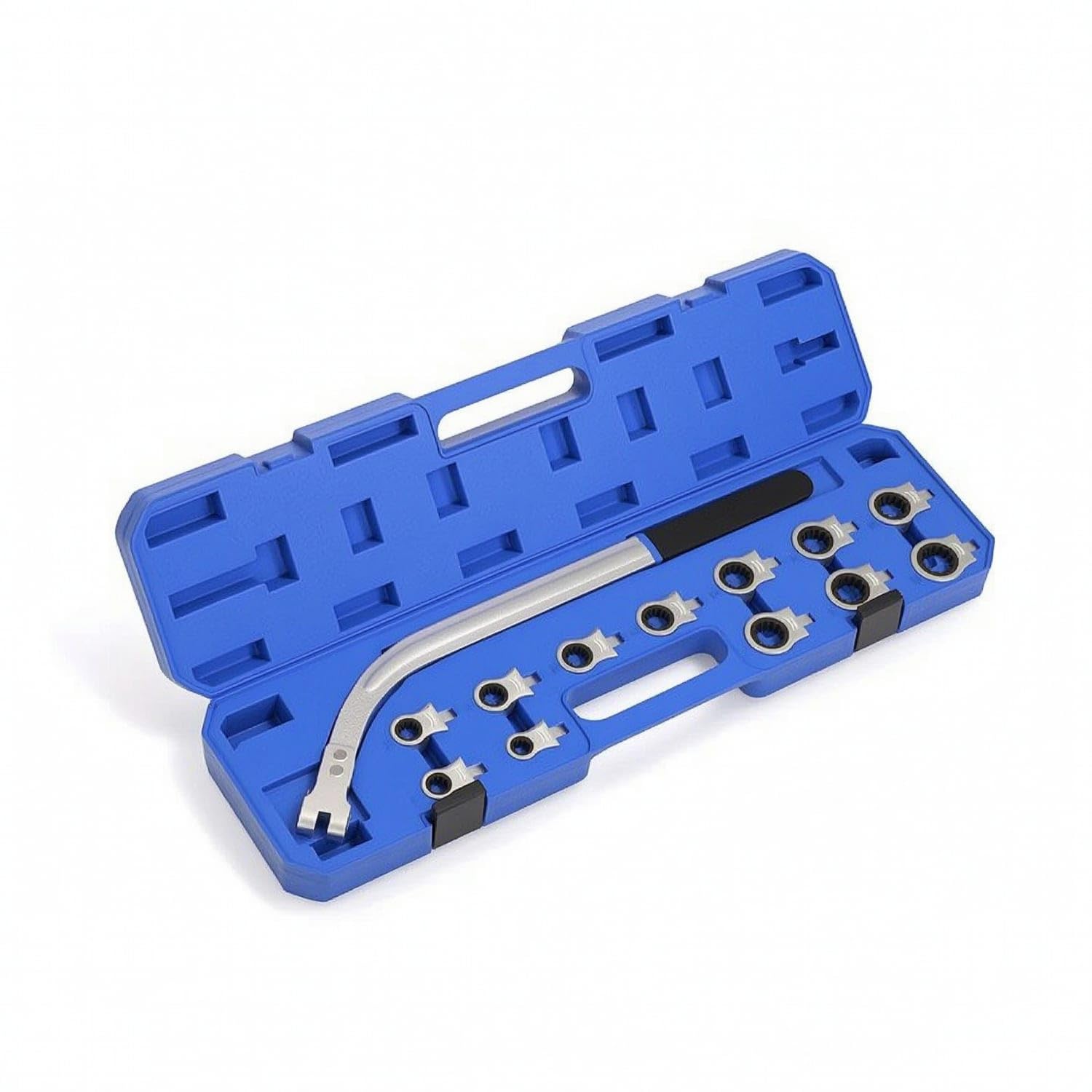 Ratcheting Ratchet Belt Tensioner Wrench Kit Tight Tight Areas Belt Tensioner Tool Kit 12-Point Curved for Mechanics, DIYers, Automotive Repair, Engine Bay, 13 PC Ratchet Wrench|Tensioners &-image-46