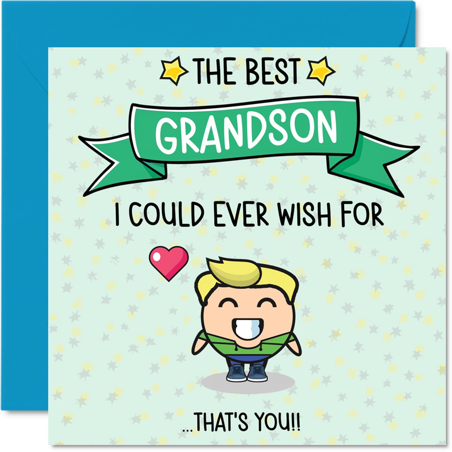 Grandson Birthday Card - Best I Could Ever Wish For - Happy Birthday Card for Grandson from Grandad Nanny, 145mm Cute Bday Greeting Cards