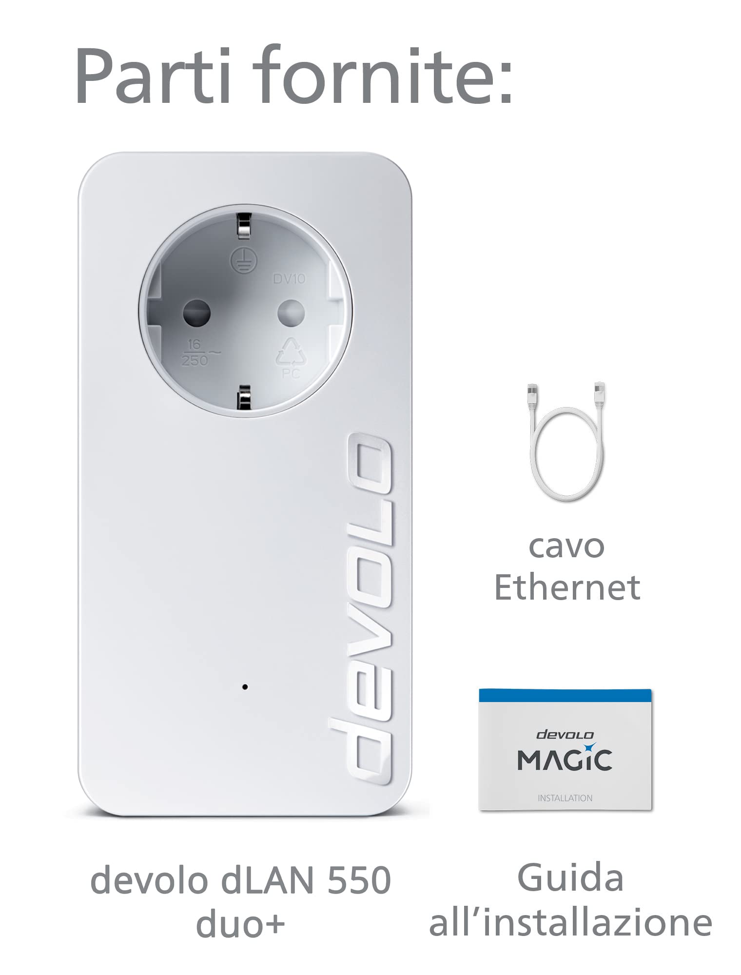 Devolo dLAN 550 duo+ 500 Mbit/s Collegamento ethernet LAN Bianco (versione tedesca)