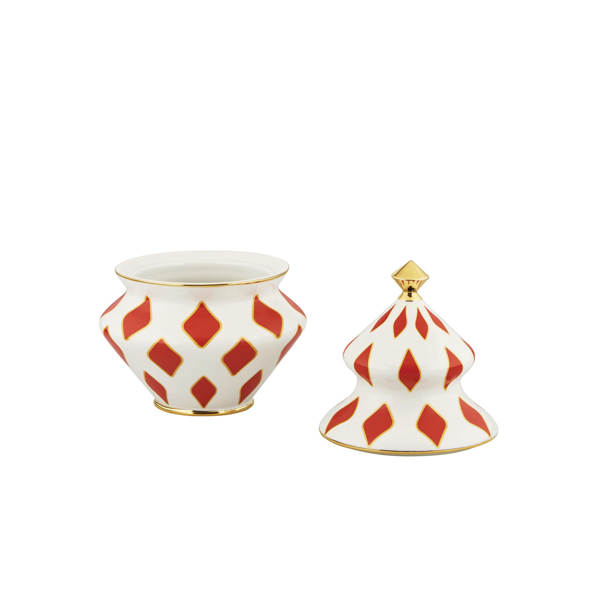 Alessi Delight NZ03 - Contenitore Natalizio per Dolci in Porcellana, Rosso, Bianco e Oro
