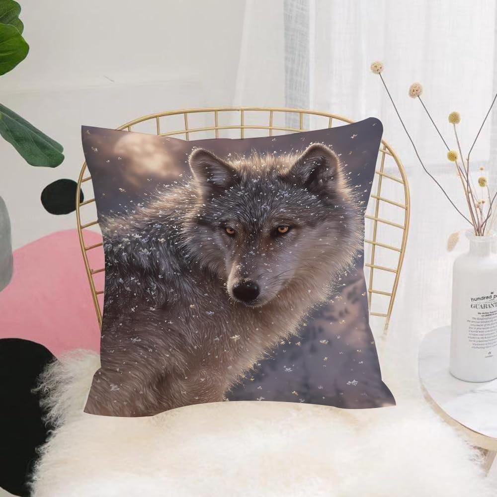 HYMSXW Cushion Cover,Throw Pillow Case Home Decorative for Living Room Bedroom Sofa Chair 20X20 Inch,Wolf portrait isolated on a white background.,Pillowcase 50X50cm