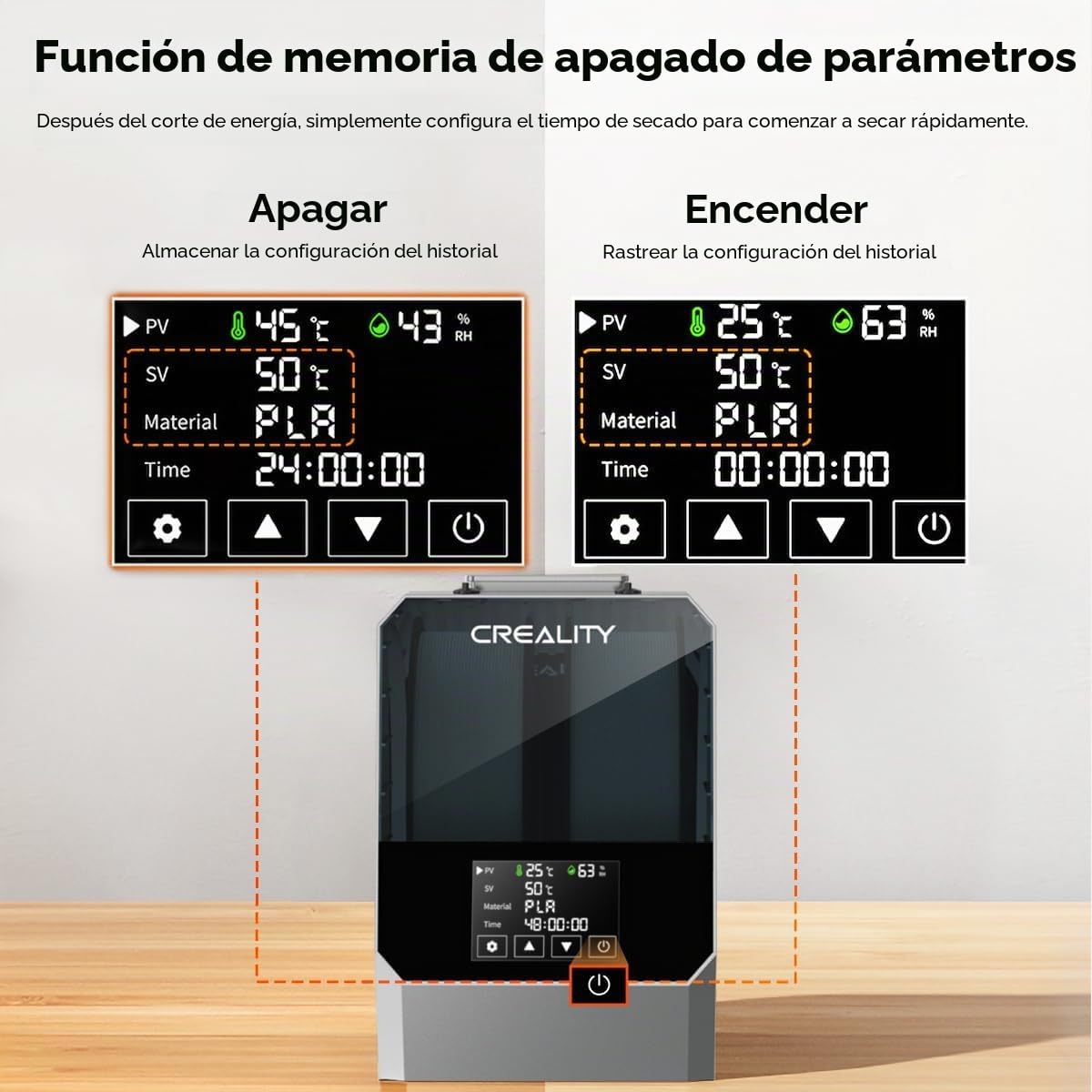 Creality Oficial Space PI Filament Secadora Plus, 2 rollos de impresora 3D Filamento Drybox con calefacción de aire caliente 360°, deshidratador para PLA ABS PETG TPU 1,75/2,85 mm