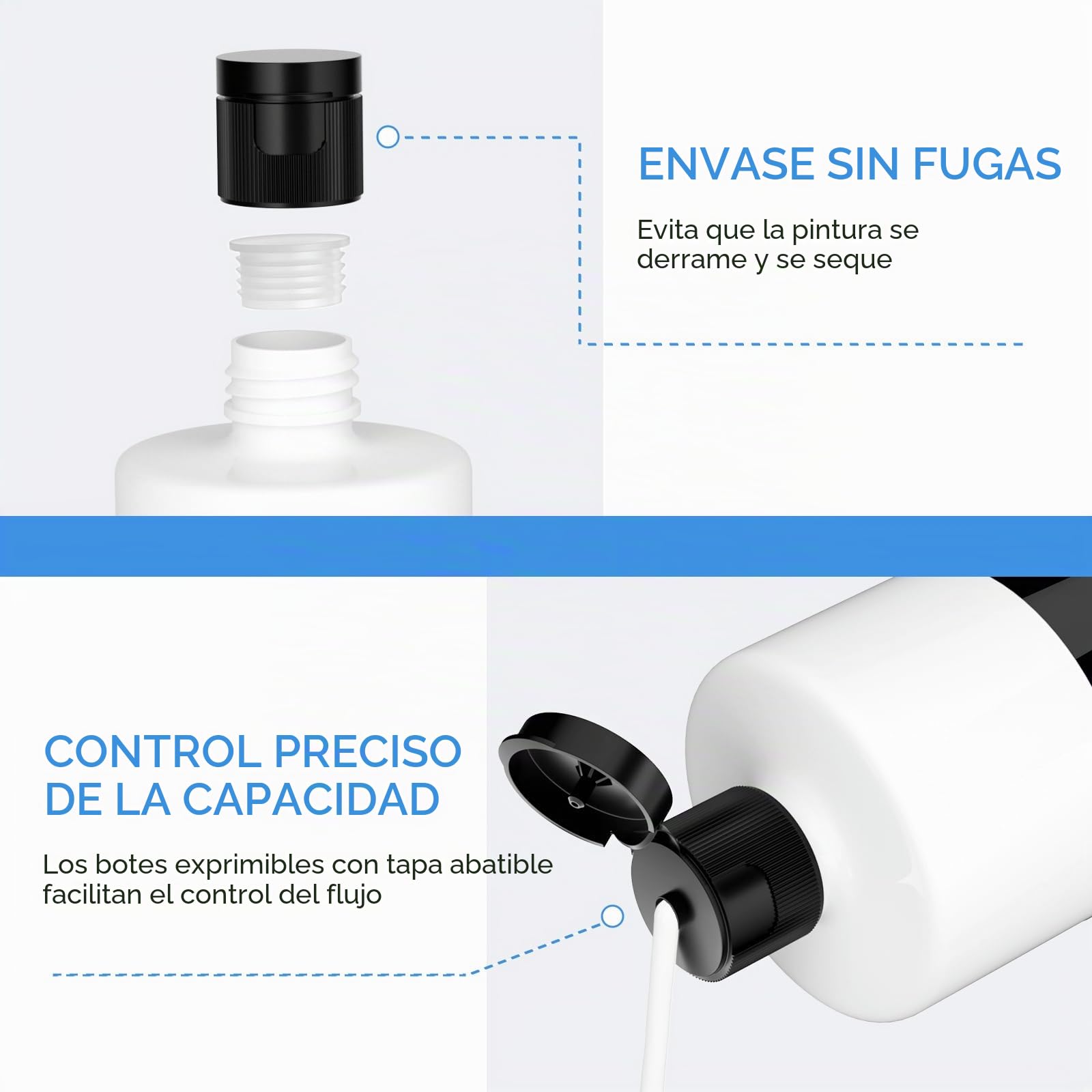 Nicpro Pintura Acrilica Blanca 500ml, Pigmentos Intensos, Pintura Manualidades No Tóxica para Múltiples Superficies: Lienzo, Madera, Cuero, Cerámica, Piedra-Suministros de Pintura Artística