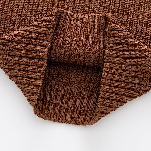Toddler Boys Girls Knitted Sweater Solid Color Pullover Round Neck Long Sleeve Warm Fashion (Coffee, 5-6 Years)2
