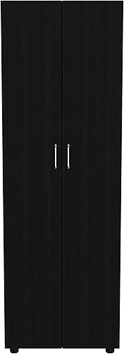 Miniatura 9 de Tuhome Aurora Armario de dormitorio de 70 pulgadas de alto con puertas dobles, barra para colgar, dos estantes interiores y estante inferior para