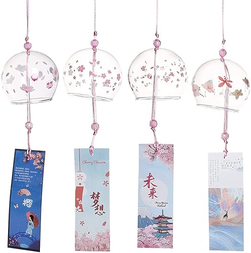 Falytemow Juego de campanas de viento japonesas, románticas flores, campanas de viento hechas a mano, de cristal, estilo japonés, para decoración disponible en Yaxa Costa Rica