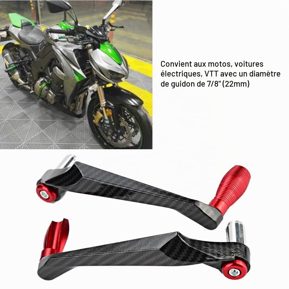 Ausla Protection universelle pour guidon de moto en alliage d'aluminium 7/8", 22 mm, rouge