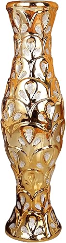 Miniatura 1 de Jarrón dorado de 24 pulgadas de alto para decoración del hogar, jarrón de cerámica, centro de mesa, florero creativo y contemporáneo, regalo ideal