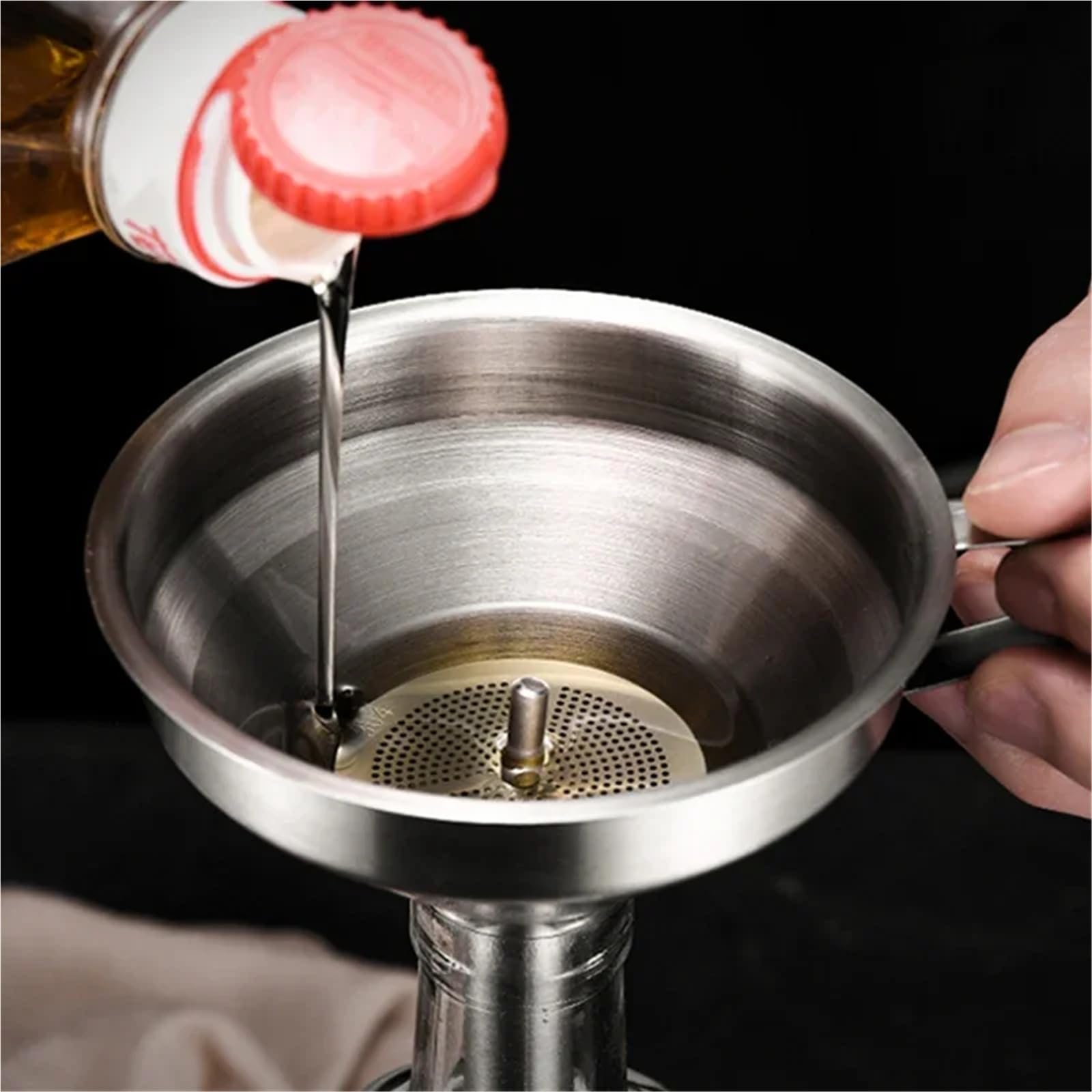 304 Edelstahl Trichter Öl Flüssigkeit Mit Sieb Kleine Metall Lebensmittel Filter for Flasche Küche Gadgets(Small Dia 11cm)