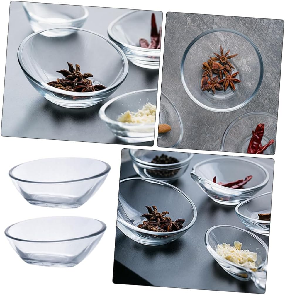 2pcs Glass Sauce Plates for Sushi Soy Sauce Dish Seasoning Containers Plate