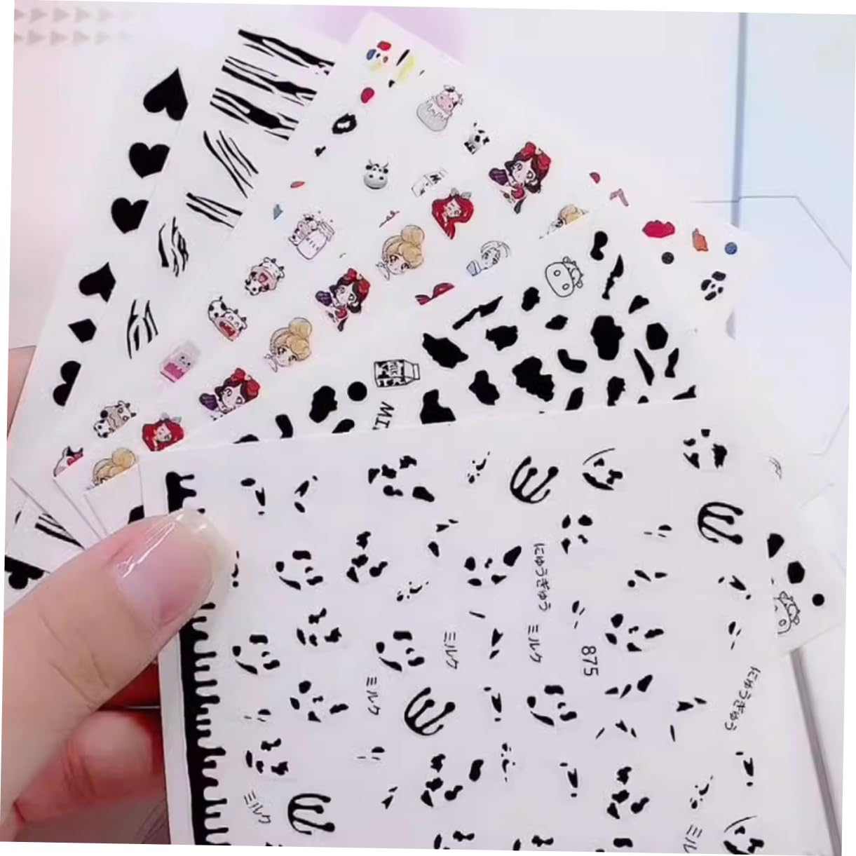 30 Hojas Calcomanía De Uñas Calcomanías De Uñas Pegatinas Decorativas Pegatinas Para Uñas Suministros De Arte De Uñas Uña Pegatinas Dibujos Animados La Vaca De Polivinilo