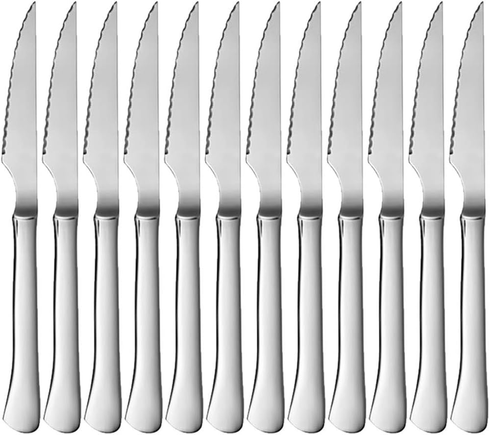 MGE - Couteaux à Steak - Couteaux de Table - Acier Inoxydable - Lot de 24 Pièces