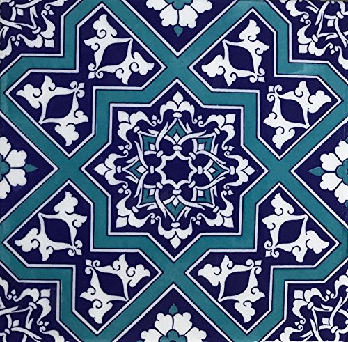 Turkish Blue Iznik Floral Pattern 8" x 8" Ceramic Tile