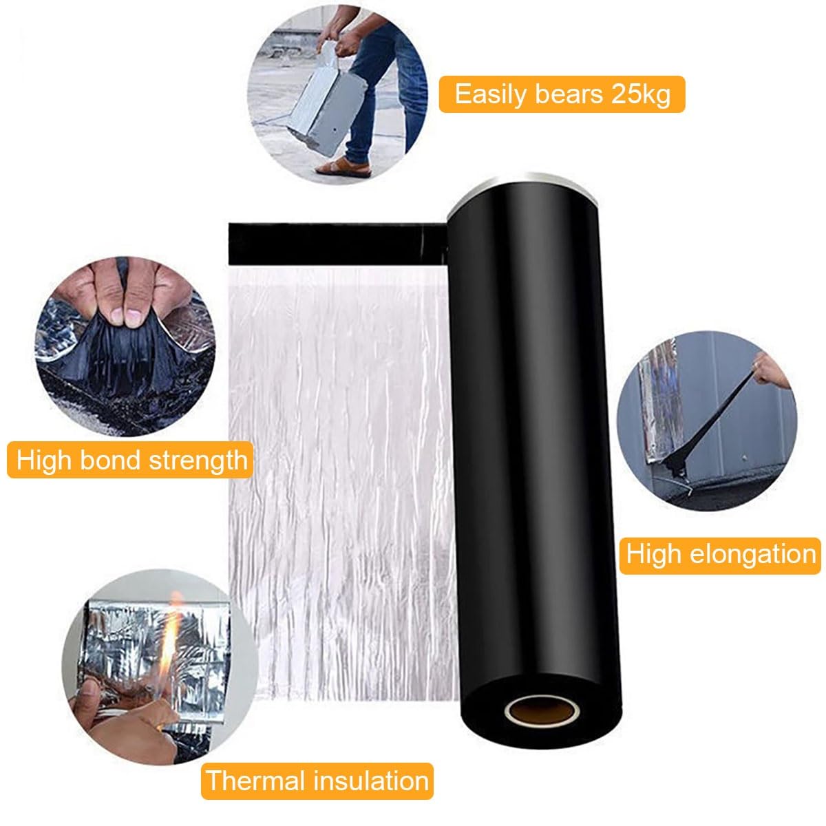 Cinta de reparación para Tejas asfálticas, Impermeable, autoadhesiva, Aislante, de butilo, Gruesa, para tuberías, Metal, toldos de caravanas, Sellado de Ventanas y Barcos (50 x 100