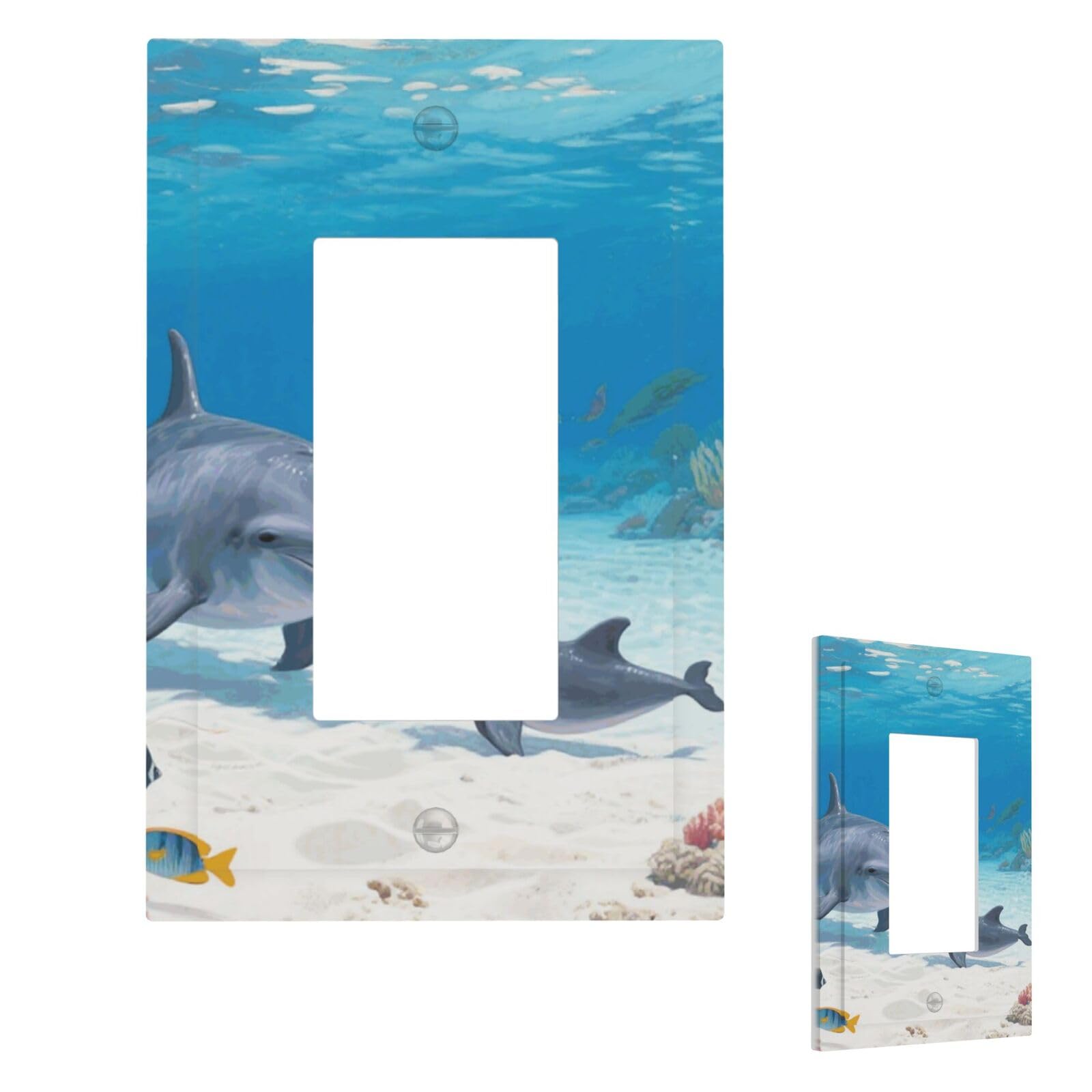 Fekiloot 1 Gang Dolphin Wall Plate Cover Modern Decorative Light Switch Cover Unbreakable Receptacle Outlet Covers For Living Room Bedroom Home Decor