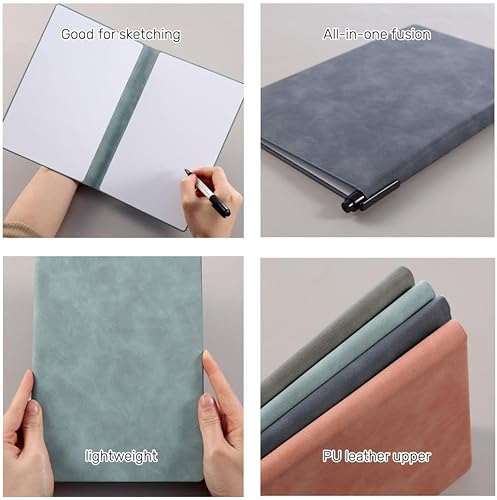 Miniatura 2 de coojsoo Cuaderno de pizarra blanca, portátil, de borrado en seco, reutilizable, borrable, de doble cara, con rotulador, para negocios, oficina,