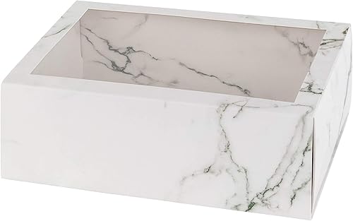 Hammont Cajas de regalo transparentes con ventana – Paquete de 6 cajas de panadería rectangulares con funda de PVC transparente | Cajas de regalo