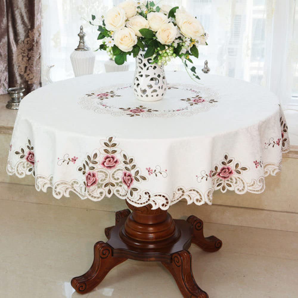Nappe ronde pastorale en dentelle 150cm pour masquer les imperfections de table