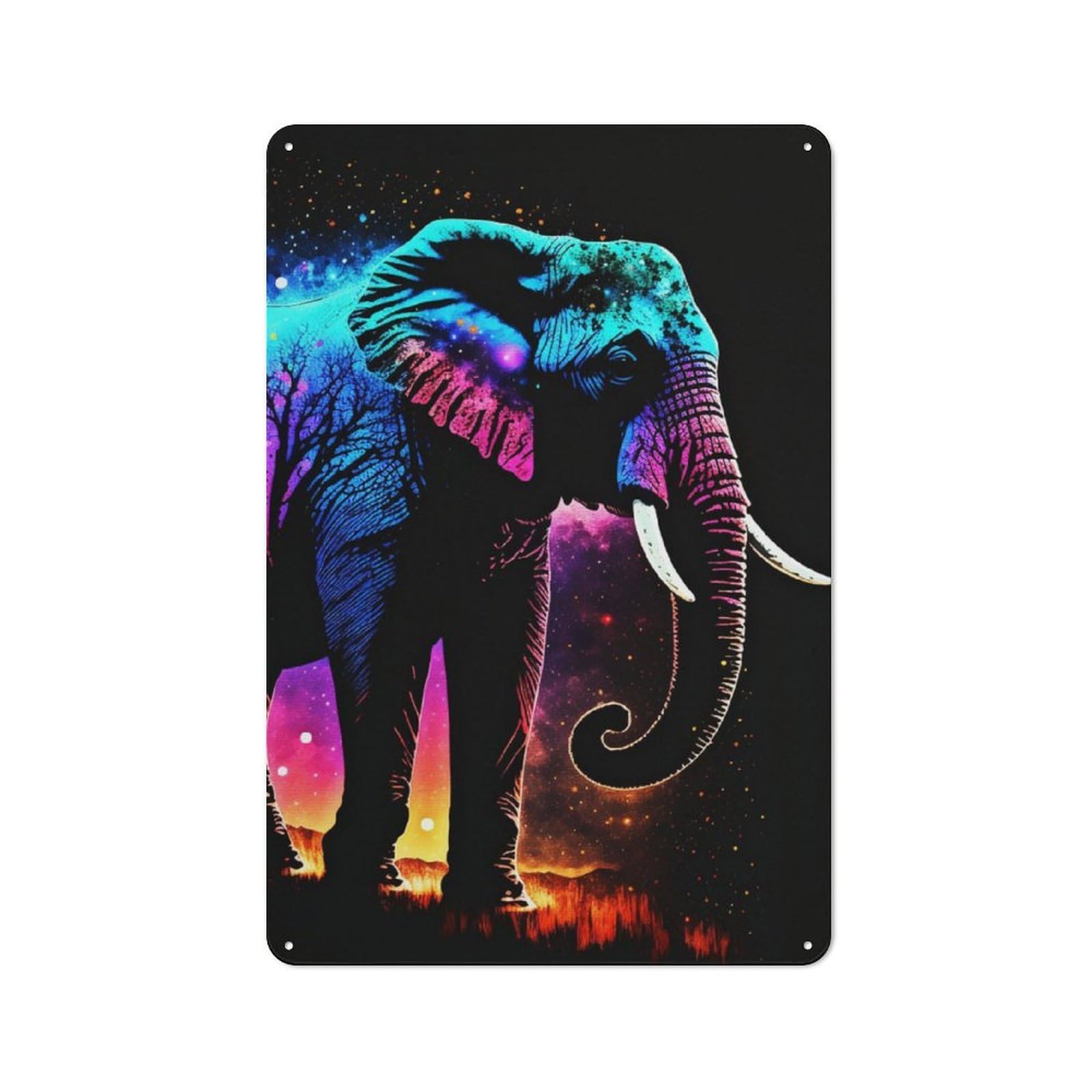 Junmoney Colorful Elephant Vintage Metal Wall Sign 30X20cm For Studio Or Craft Room, For Vintage Wall Decor Fans, For Metal Sign Collectors