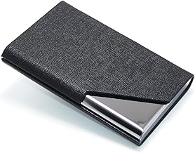 Portable Metal Business Card Holder Stainless Steel Credit Card Holder with Magnetic Buckle for Men and Women (Black)